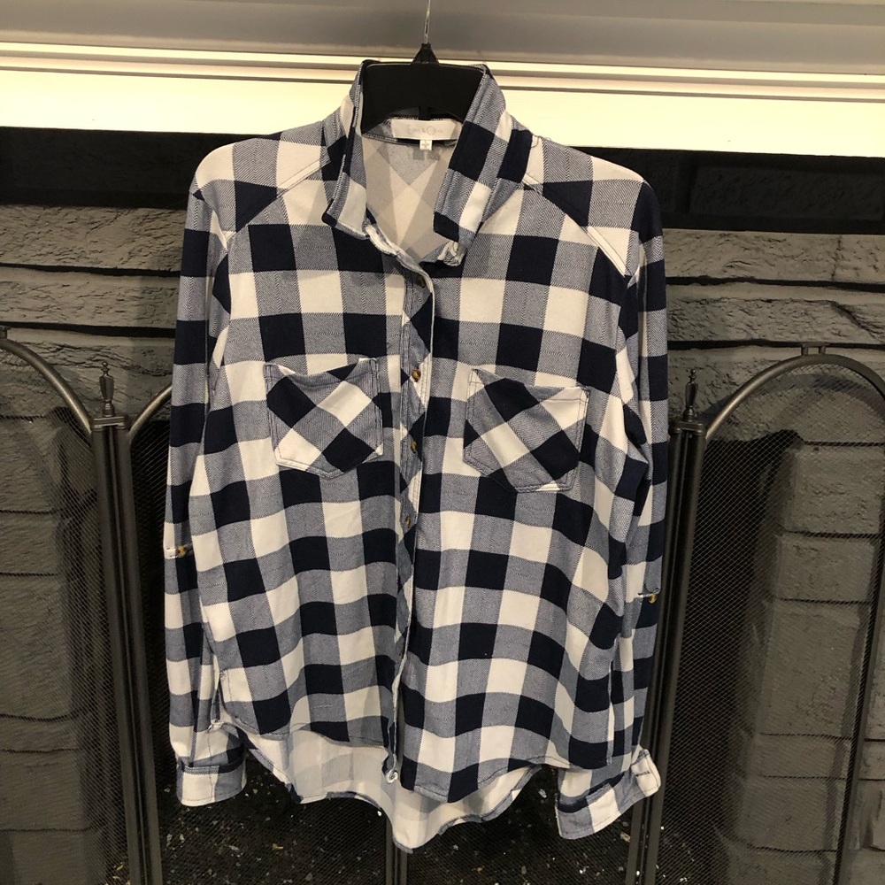 Eden & Olivia Soft Checkered Plaid Button Down